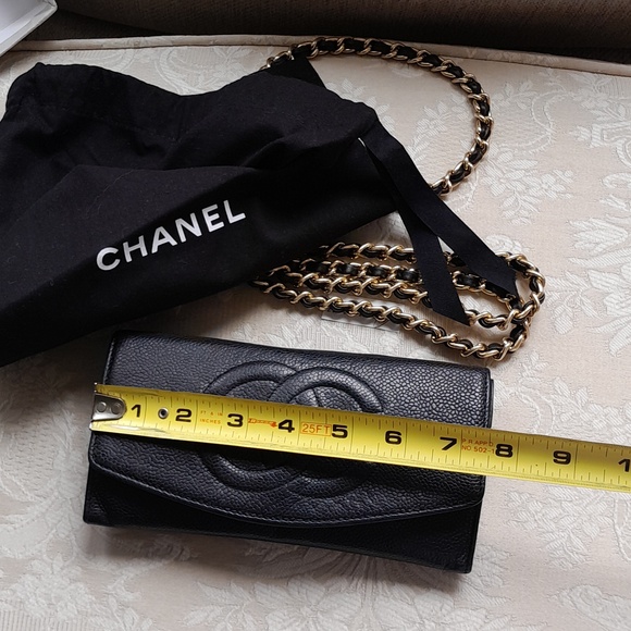 Chanel Vintage Black Caviar Clutch or Crossbody with Gold CC Zipper Tag! - Picture 12 of 12